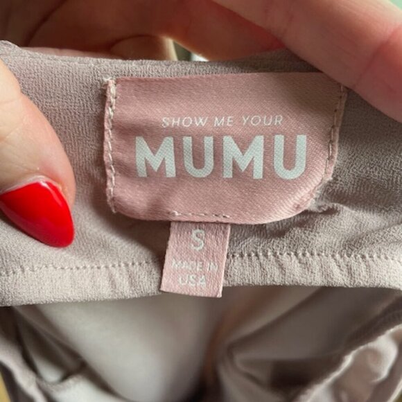 Show Me Your Mumu Verona Cowl Midi Dress Soft Beige Chiffon Size Small - Picture 4 of 4